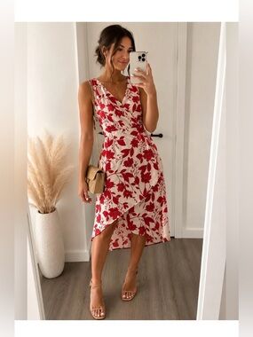 BANANA REPUBLIC White Floral Print Midi Dress Size 6
